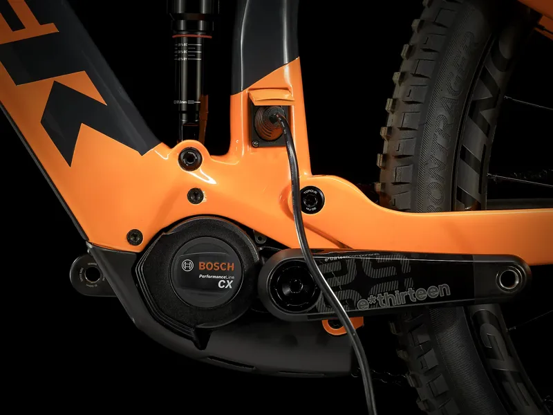 2021 Trek Rail 9.9 Electric Mountain Bike Solid Charcoal and Orange -2